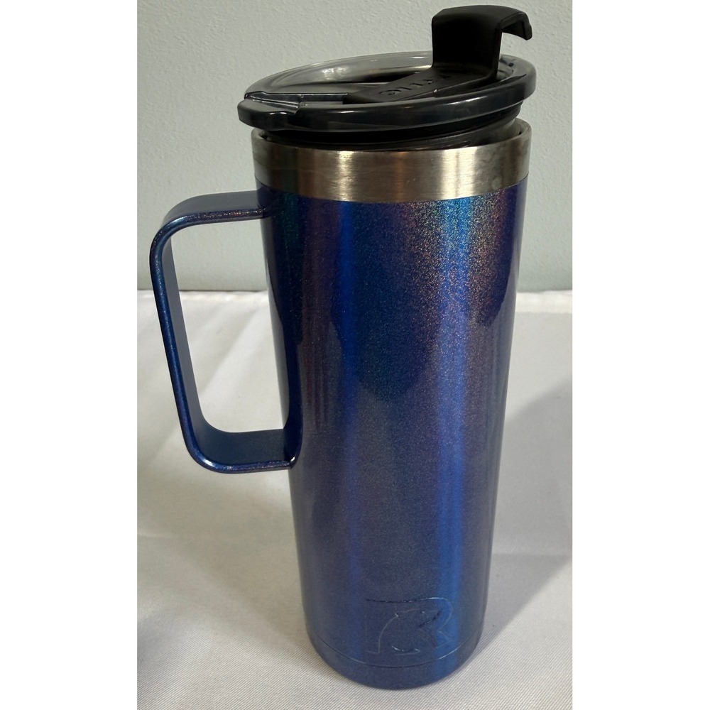 RTIC Travel Mug 20oz Blue Iridescent Insulated Handle Holographic Communter Mug